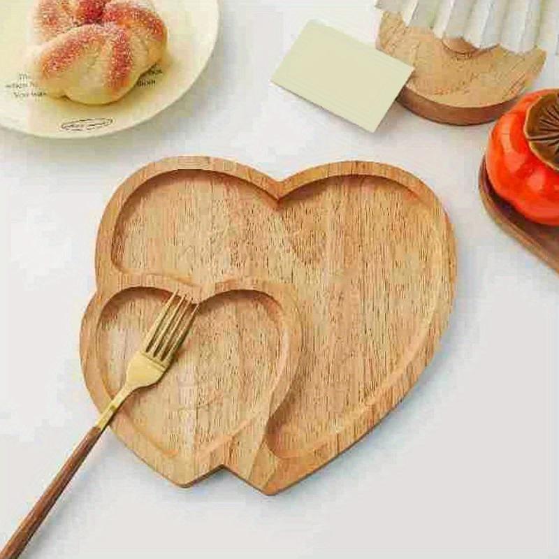 1PC Wood Double Heart Shape Snack Fruit Dry Fruit Plate Handmade Sushi Tea Tray Candy Dessert Tray Home Decor