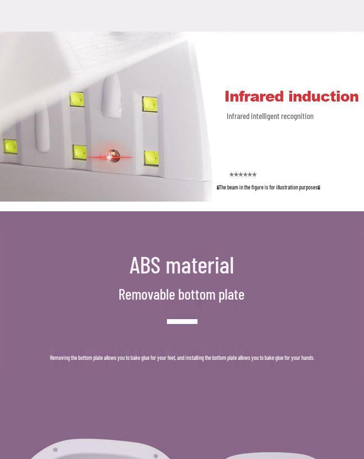 380W High Power UV Nail Lamp with Handle - Quick Dry & Red Light Phototherapy