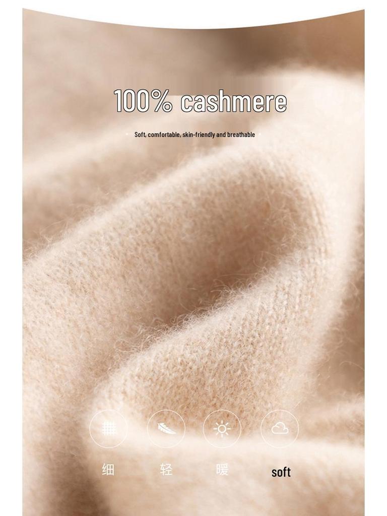 Women's Cashmere Crew Neck Pullover – Warm Autumn/Winter Loose Knit Sweater