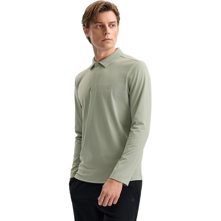FILA White Fashion Classic Simple Casual Versatile Comfortable Long Sleeve Polo Shirt Men tops F11M543218FKK