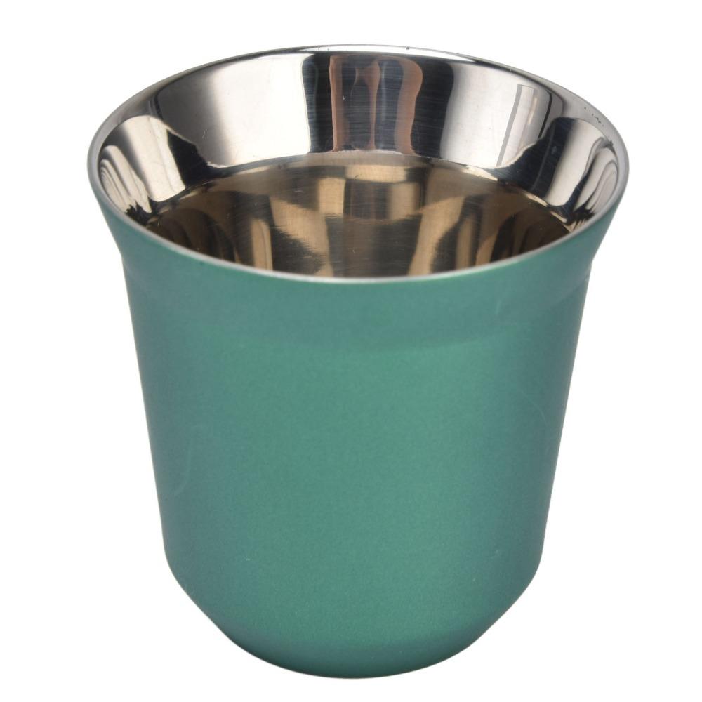 304 Stainless Steel Stainless Steel Coffee Mug Heat Resistance Double Wall Insulated Heat Resistant Coffee Cups 80ml Capacity зелёный
