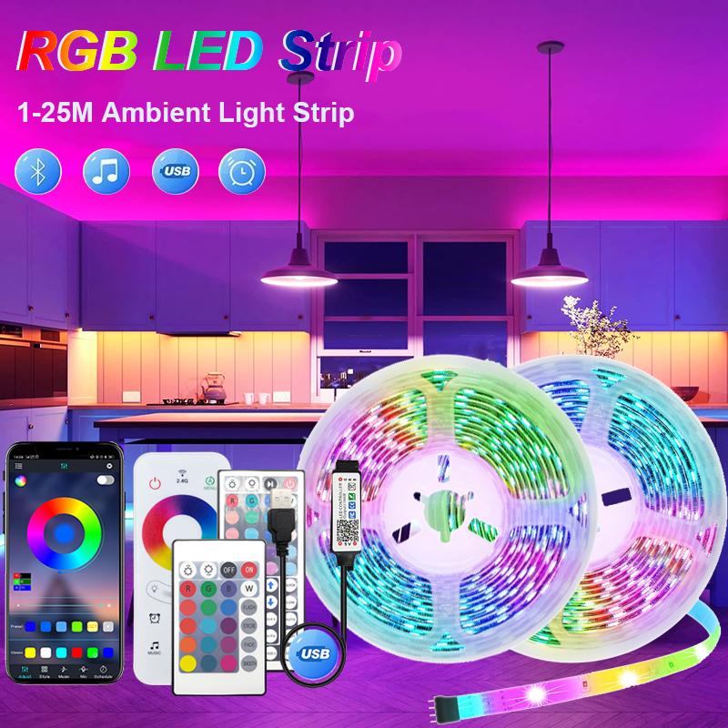 5V USB Bluetooth LED Strip Light SMD 5050 RGB Flexible Tape APP Control TV Background Atmosphere Decor 1-25M