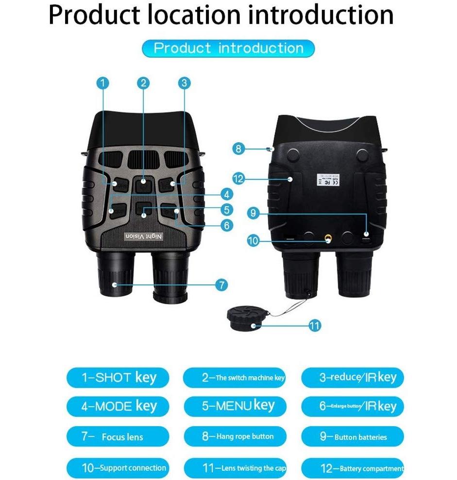 Night Vision Telescope Digital Binoculars Infrared Night Market Glasses Non-Thermal Imager Large Screen Infrared Night Vision Hunting Binocula
