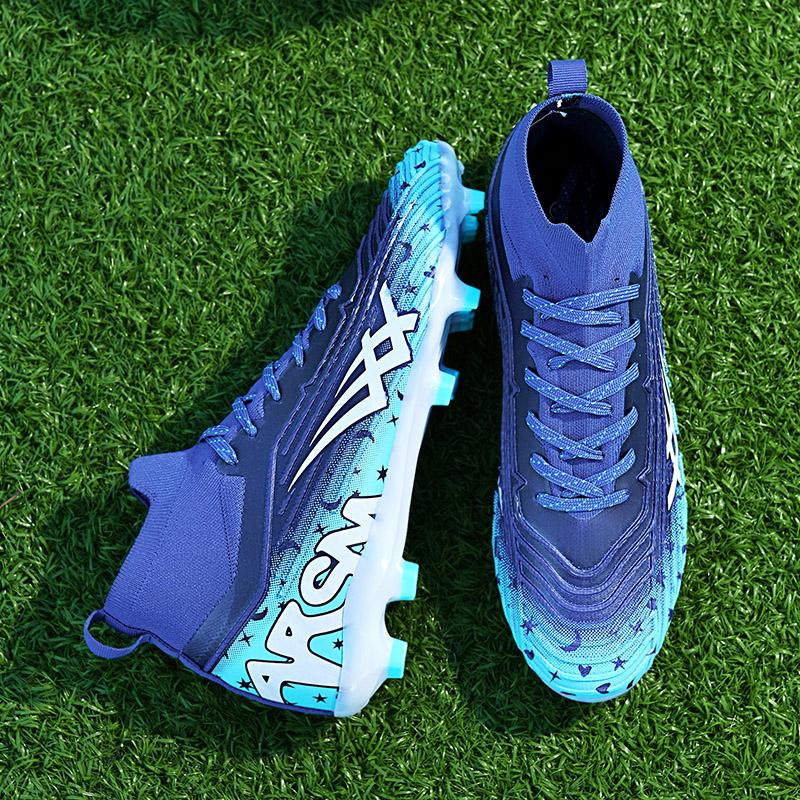Unisex Football Boots High-top Rubber Tie High Elastic Socks Training Artificial Grassland Outdoor Sports Training Football Shoes