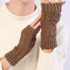 Short Diamond Shaped New Knitted Wool Warm Half Fingerless Gloves Autumn and Winter Women's Fashion Sleeves Fake Sleeves