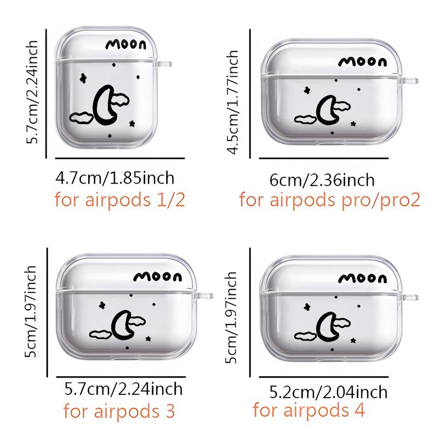 Cartoon Moon Sun Clear Earphone Cases Cover Case For Airpods Pro2 3 1 2 Pro 4 Pro3