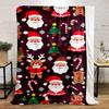 Christmas Santa and Reindeer Pattern Patterned Flannel Blanket Perfect for the Bedroom Living Room, Sofa, or a Little Nap