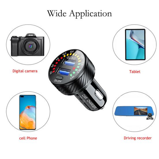 USB Charger with Voltmeter Scale Display Fast Charging Heat-resistant QC3.0