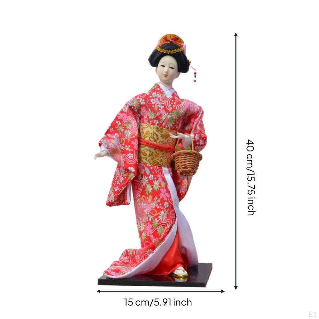 Traditionelle Japanische Figur Rechteckige Basis Puppe Textilkleidung Figur