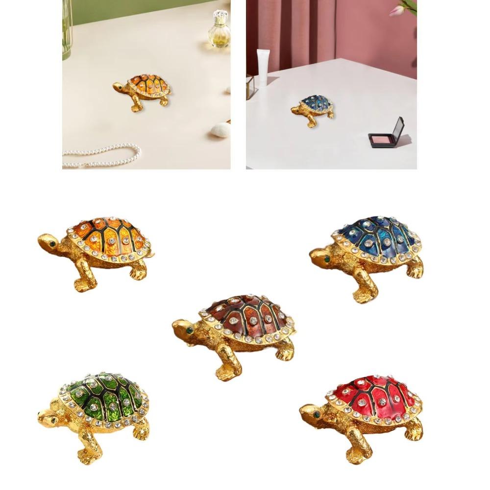 Decorative Turtle Jewelry Box Retro Metal Turtle Ornament Vintage Storage Case Gift Box