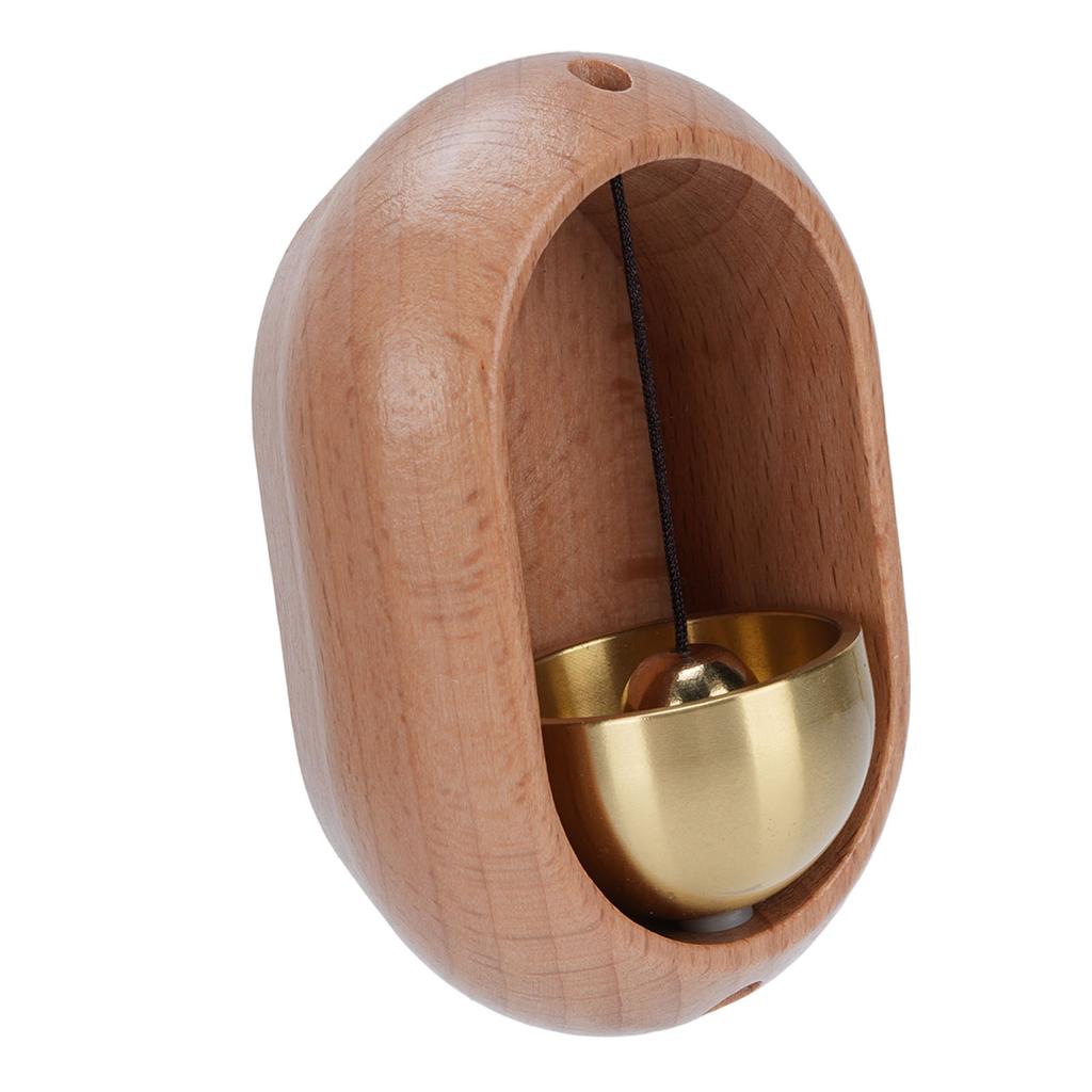 Shopkeepers Bell for Door Opening Brass Wood Decorative Doorbell Ornament with Double Sided Tape for Refrigerator Home Store Restaurant
