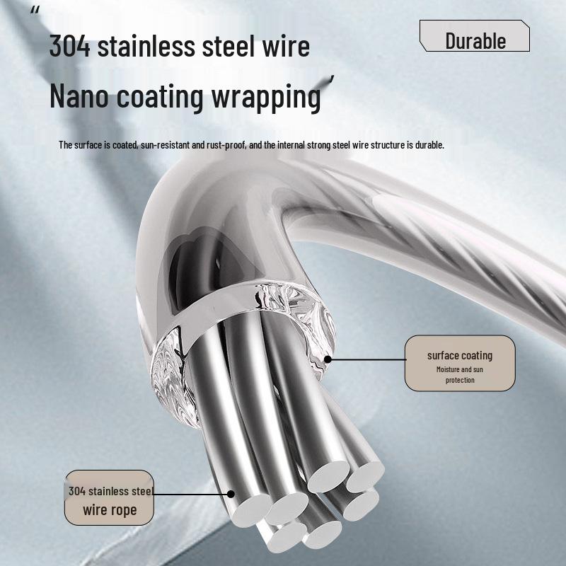 Retractable Steel Wire Indoor Clothesline: Double-Line Invisible Drying Rack for Balcony Use