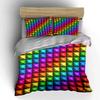 Pixel Art Rainbow Squares Pattern Bedding Duvet Cover Set  (1*Duvet Cover 2*Pillowcases, Without Duvet Insert)