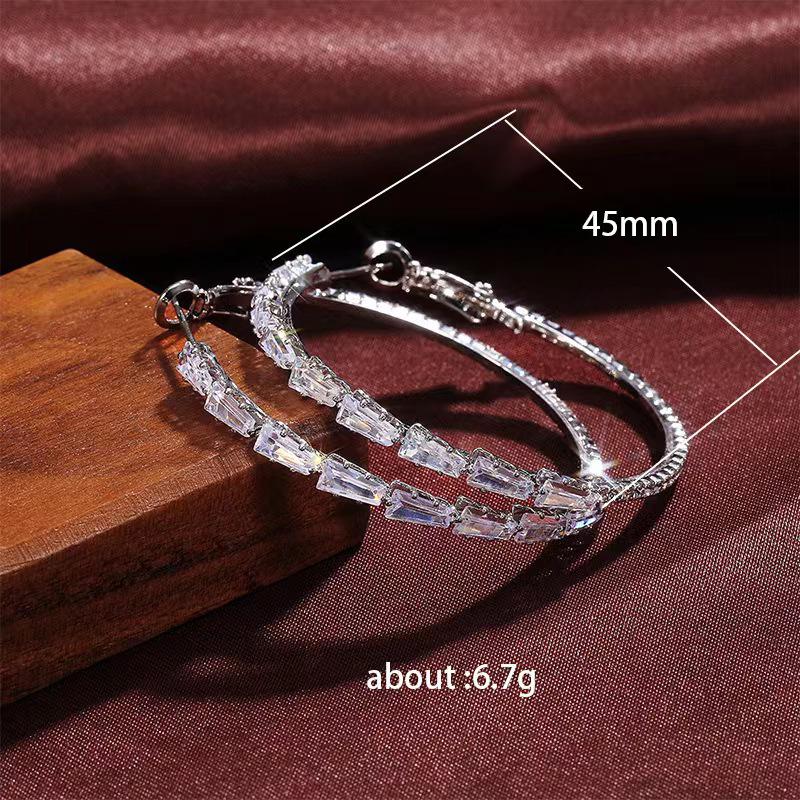 Korean Fashion Full Diamond Zircon C-Shaped Hoop Earrings: Trendy Women's Gemstone Studs