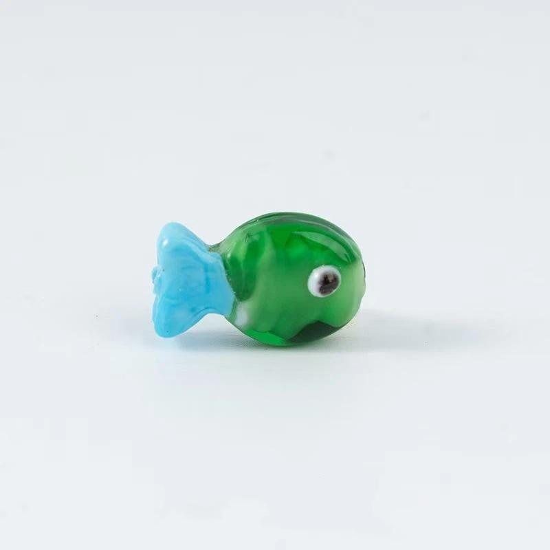 Multicolor Little Fish Glass Beads 5Pcs Cute Color Blocking for DIY Homemade Bracelet Bag Pendant Craft Accessories