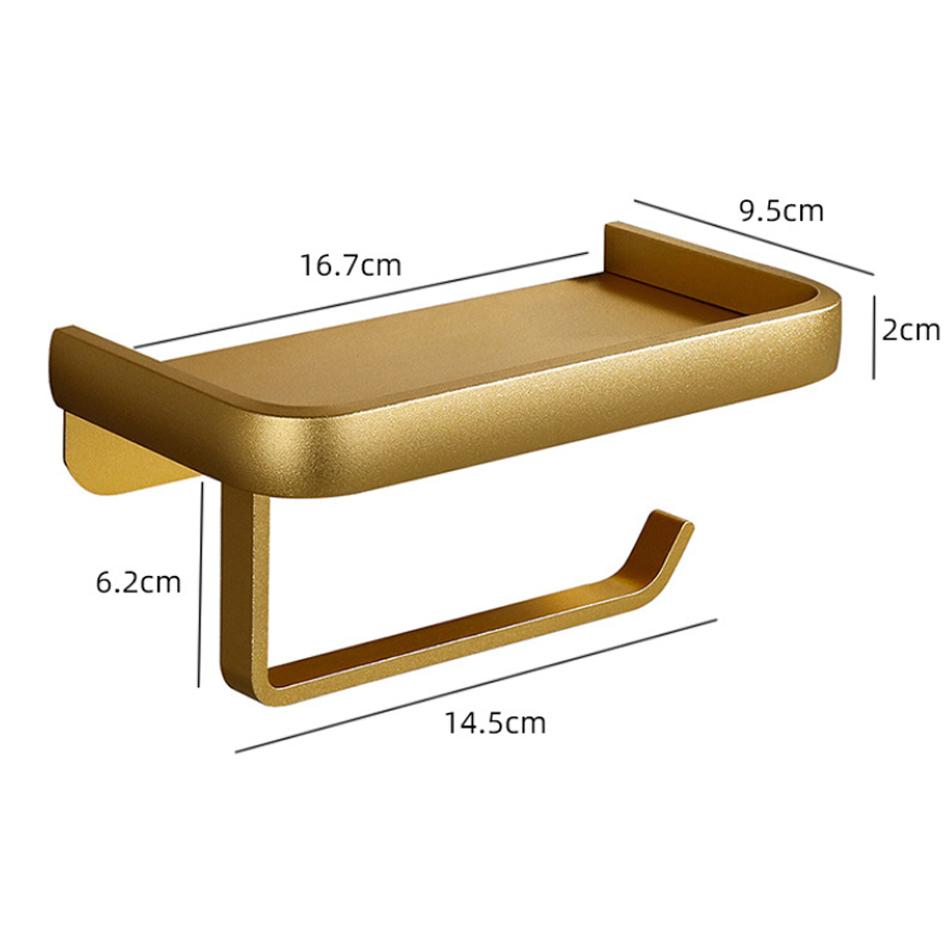 

Золотий тримач для паперу з полицею Алюміній Матовий чорний Самоклейний Ванна Кухня Туалет Стійка для рулону туалетного паперу з полицями для телефону Тримач для серветок