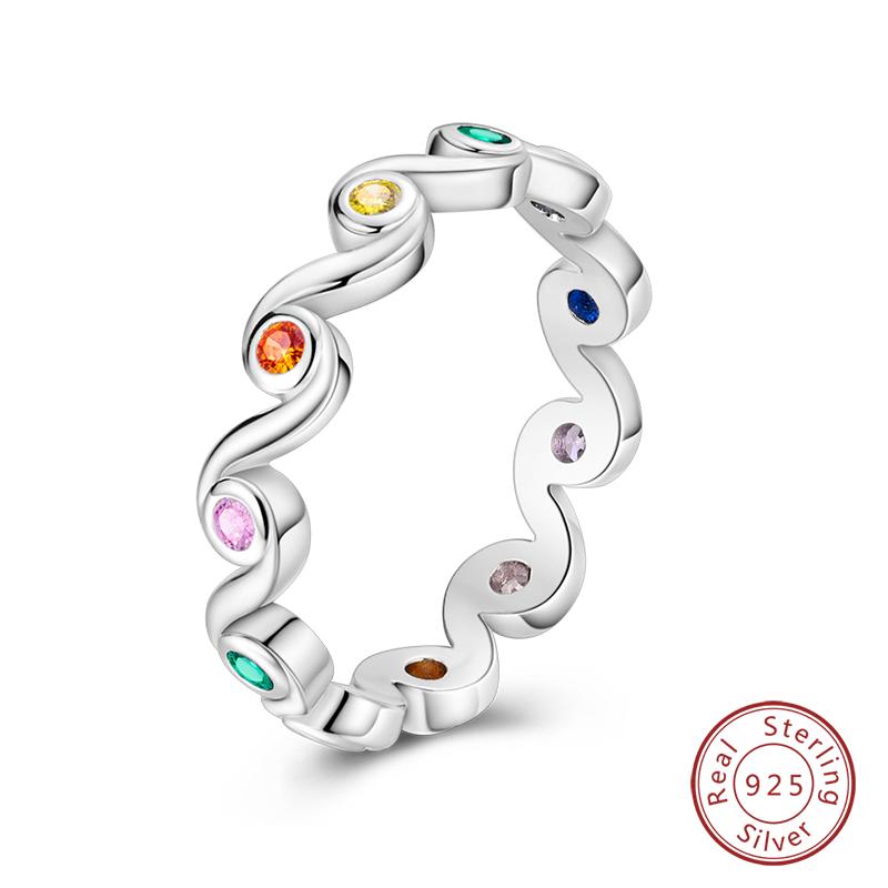 Rings For Women 925 Silver Heart Shaped Cross Crown Rings Sparkling Colorful Zircon Wedding Engagement Jewelry Gifts