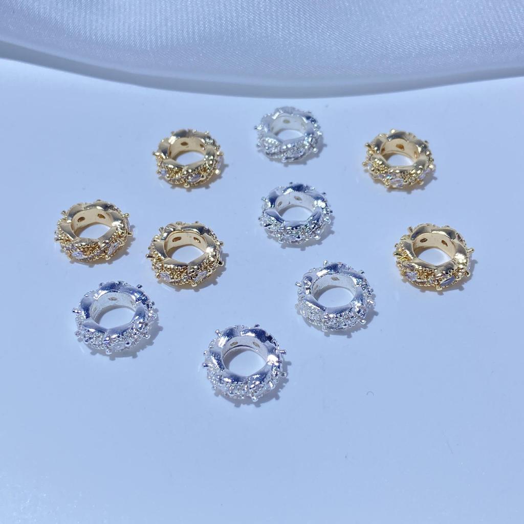 14K Gold Plated Zircon Spacer Beads for DIY Bracelets & Necklaces