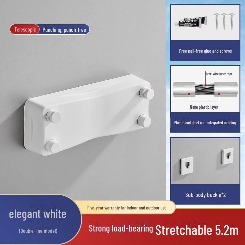 

«Настенная двойная веревка для сушки белья из нержавеющей стали для балкона или ванной комнаты отеля»