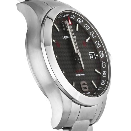 Longines Men's CONQUEST V.H.P. Quartz Watch, 5 ATM Water Resistant, Sapphire Crystal, Black Dial, Stainless Steel, L3.718.4.66.6, Silver