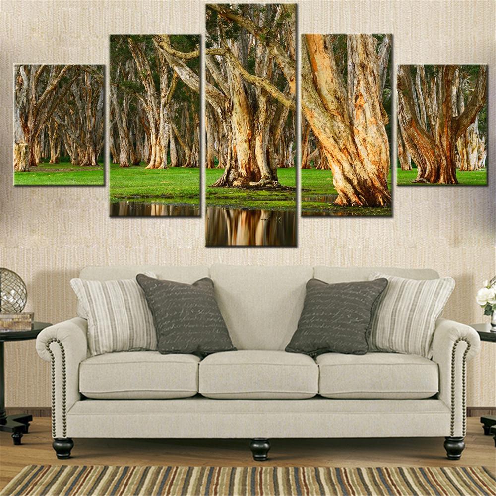 5 Pieces Canvas Wall Arts Landscape Poster Painting Nature Centennial Park Forest Wallpaper Home Decor Picture Printing Artwork
