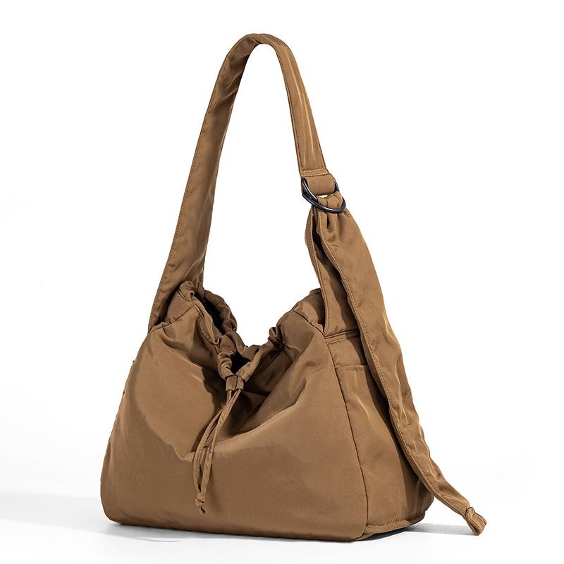 

Lazy wind armpit large-capacity bag women s new solid color casual lightweight nylon shoulder хаки