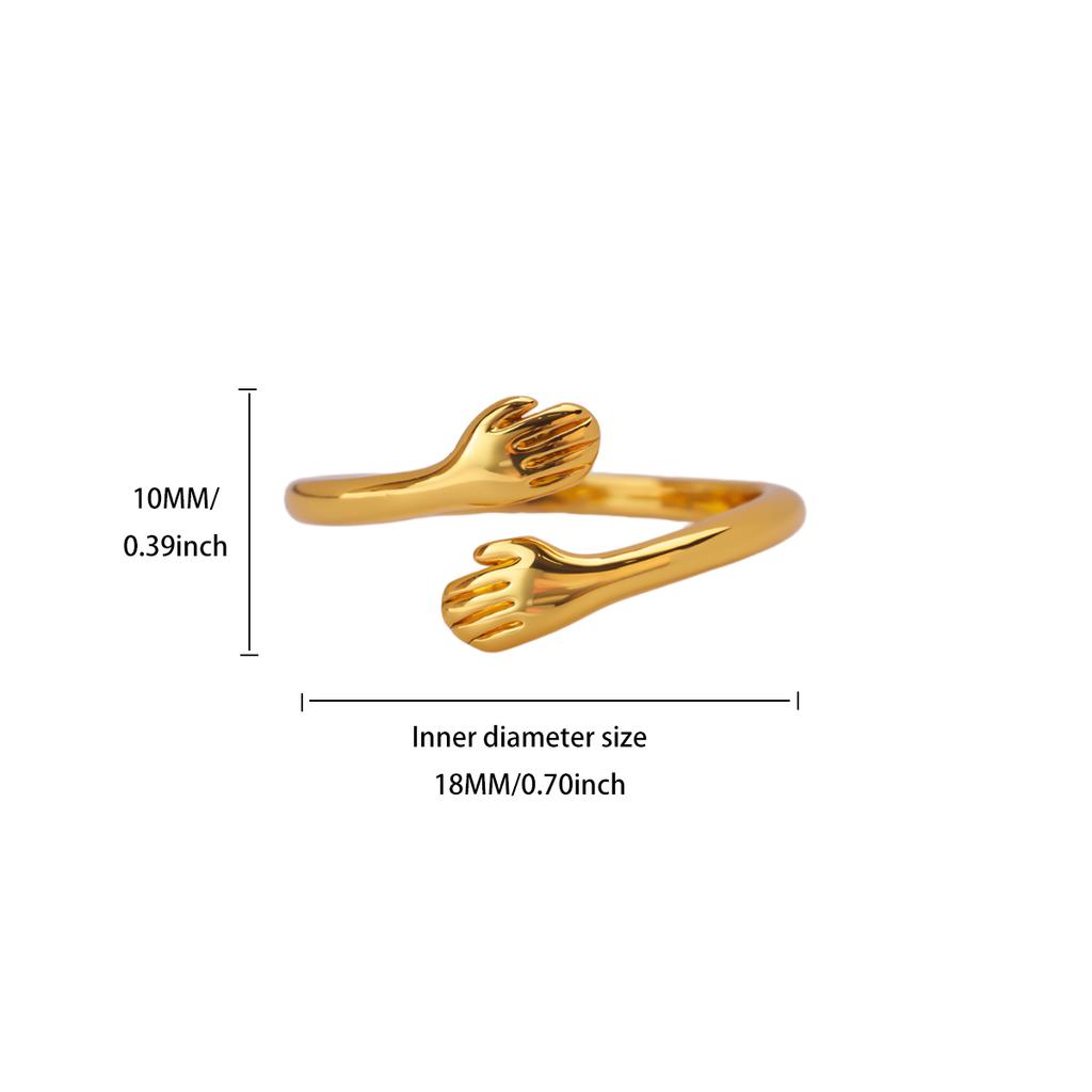 Gothic Hug Hands 18K Gold-plated Anti Fading Rings for Women Mom Stainless Steel Ring Punk Party Jewelry 2026 Accessories Gifts
