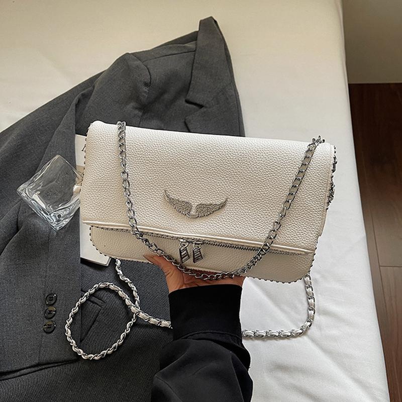 Yogodlns Nieuwe Luxe Vierkante Tas, Kettingband Vintage Verstelbare Schouder Crossbody Tas, Minimalistische Portemonnee voor Dagelijks Gebruik Dames Tas 26x3x14cm beige
