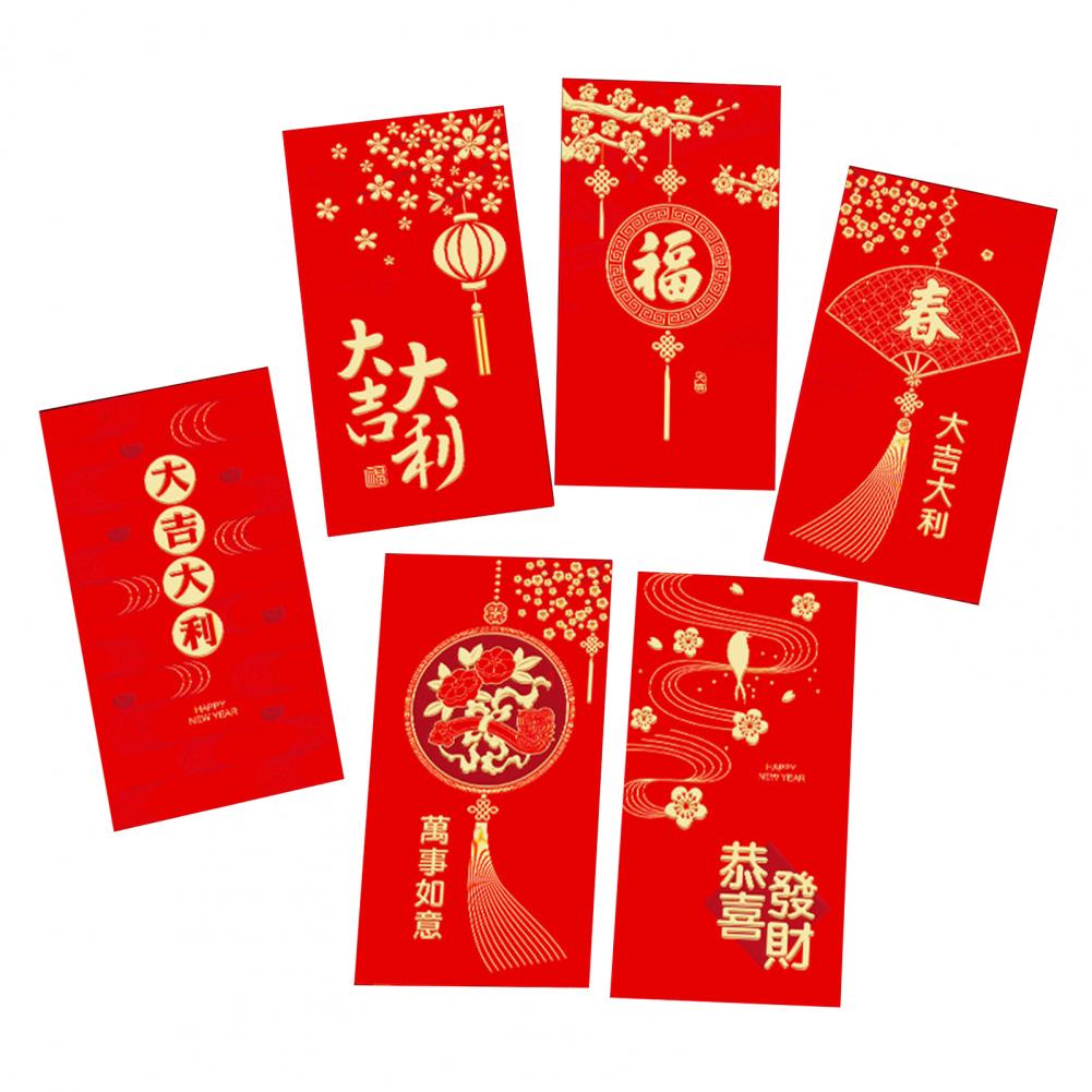 6 Pcs Red Envelopes 2025 Chinese New Year Red Packets Snake Theme Lucky Money Packets Spring Festival Celebration Party Supplies