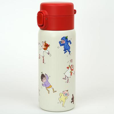 Greeting Life Paslanmaz Çelik Coco Friends Coco-chan Şişe, İnce, Tek Basmalı, 350ml, Beyaz, RYL-1046,