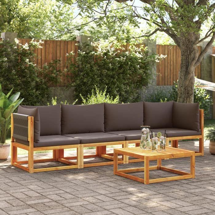 VidaXL 4-piece Garden Sofa Set with Cushions In Acacia Wood and Rope 3278832