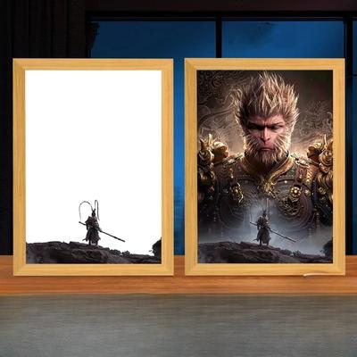 Wu Kong Figurka Anime Malowanie Światło Kreatywna Lampka LED Ramka na Zdjęcia na Stół