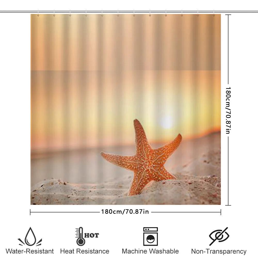 Beach Starfish Shower Curtain Set Rustic Bathroom Decor For Home