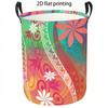 1pc Laundry Basket, Abstract Floral Print Boho Style Dirty Clothes Hamper, Large Capacity Storage Organizer with Handles, Lightweight Fabric Bin for B