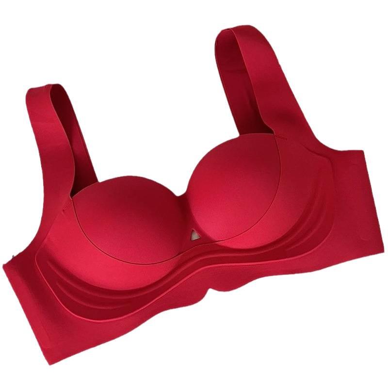 Red Original Seamless Underarm Support Soft Gathering Bra for Women