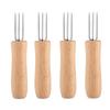 Fourchette à maïs en acier inoxydable avec tête de fourchette dure et pointue et manche en bois à prise confortable, outils de barbecue, fourchette à fruits pour pique-nique et cuisine à la maison