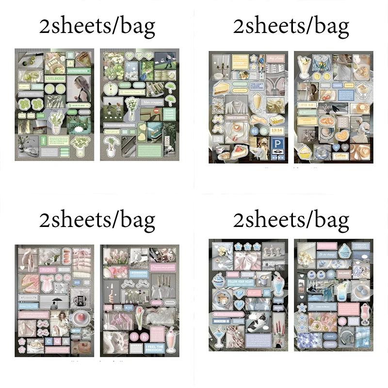 

4styles 8Pcs/bag Monsoon Letter Series Stickers INS Original Style Handbook Stickers DIY Scrapbook Diary Notebook