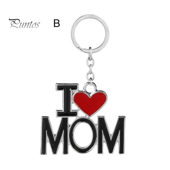 Car Bag Pendant Keychain Love Mom Dad Letter Charm Double-Sided Engraved Design Symbolic Parent-child Bond Keyring