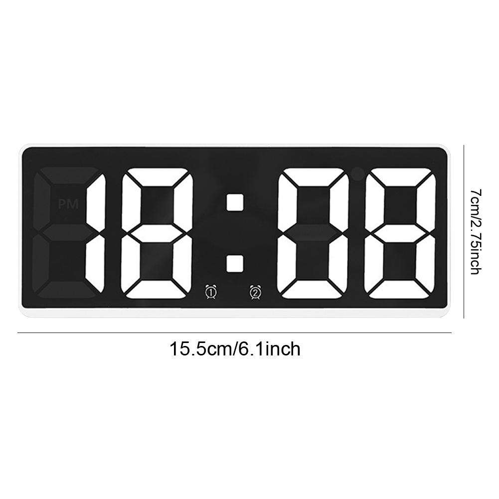 Electronic Desktop Clock 12/24H Display Snooze Desktop Table Clock Temperature Display LED Digital Clock for Home Bedroom Office
