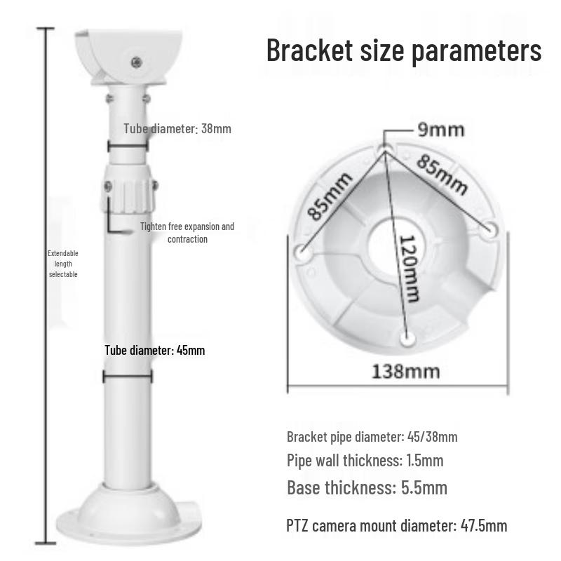 Hikvision Telescopic Surveillance Camera Bracket CN Plug (adapter Included)