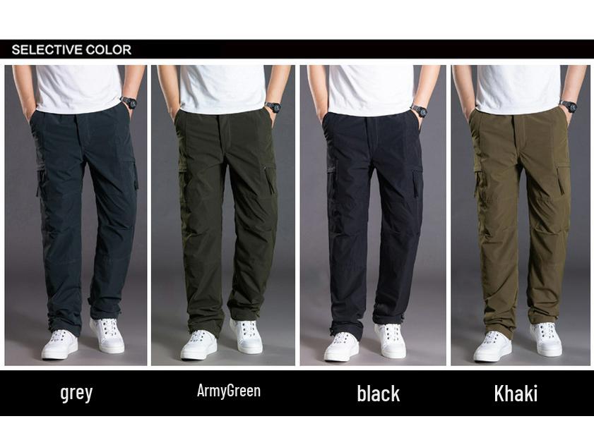 Men's Winter Fleece-Lined Cargo Pants - Warm, Casual, Elastic Waist, Plus Size, Trendy Style