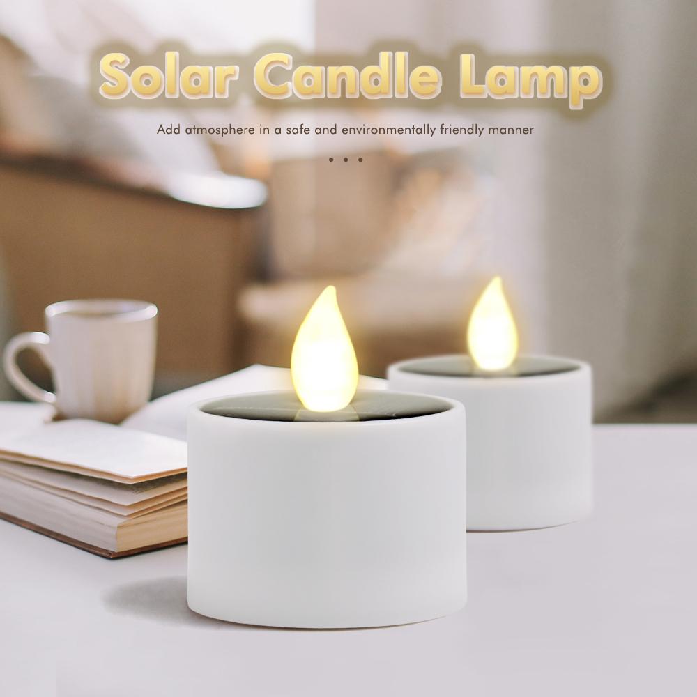 Solar Led Candles Simulation Flameless Outdoor Rechargeable Candles Waterproof Terrace Lamp for Garden Party Halloween Decor