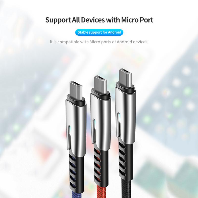 ROCK Micro USB Cable 2.4A USB Type C Charging Cables Zinc Alloy Fast Charge Data Sync Wire