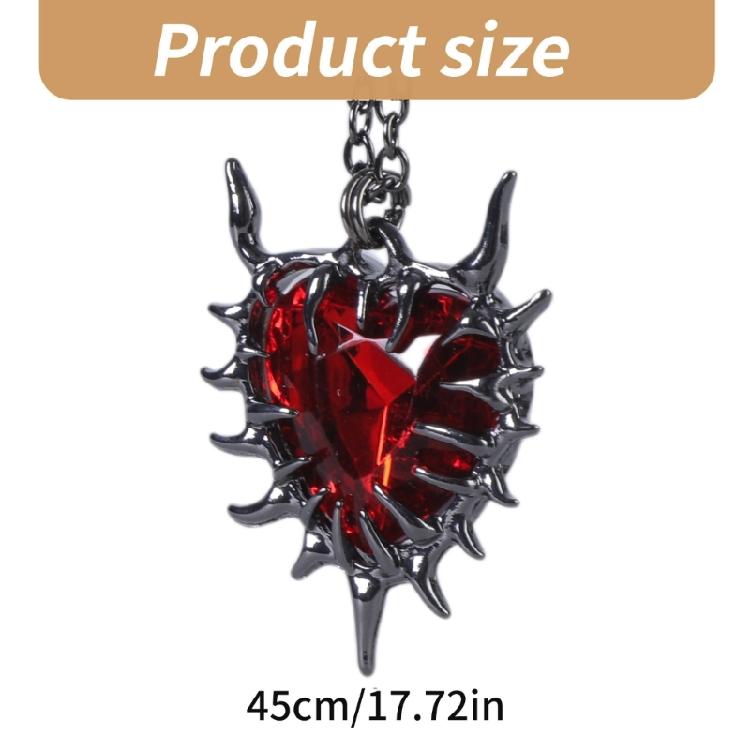 Sophisticated Thorn Heart Pendant Necklace Crystal Embellished Choker Stylish Clavicle Chain Accessory for Women