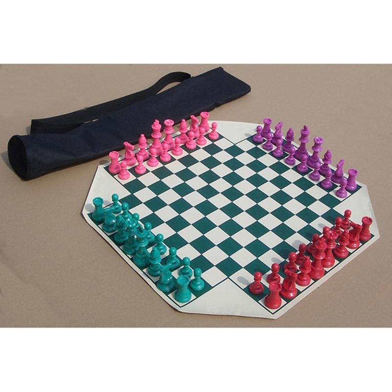4-Way Chess Set Travel Chess Game With Chessboard and Chess for Group Gatherings
