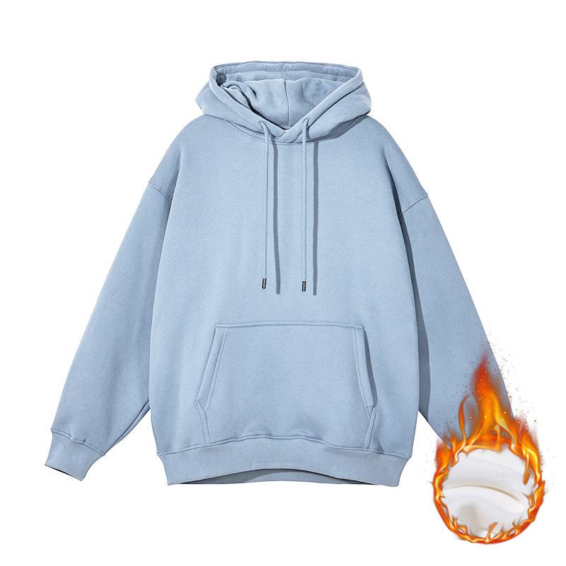 Unisex Heavyweight Hoodie: Solid Color American Street Style for Autumn/Winter