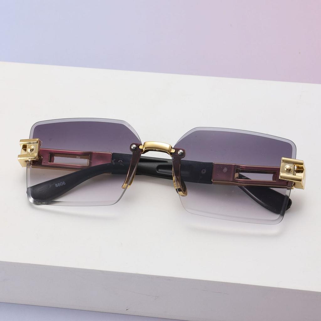 Frameless Diamond Trimmed Square Sunglasses Sunglasses Ladies Fashion Commuter Sunglasses