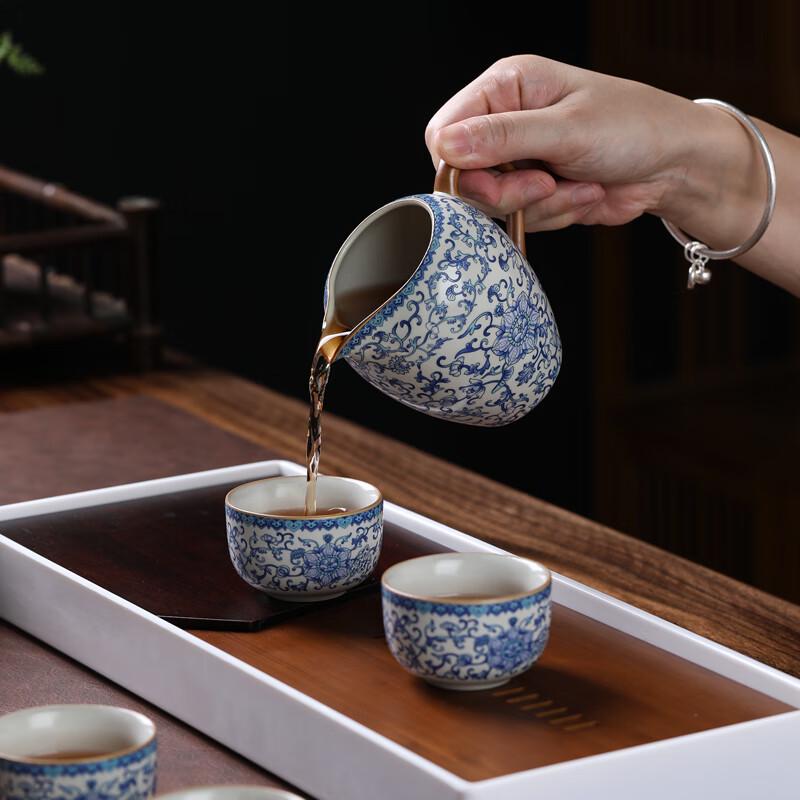 Ru Kiln Intertwined Lotus Ceramic Tea Set