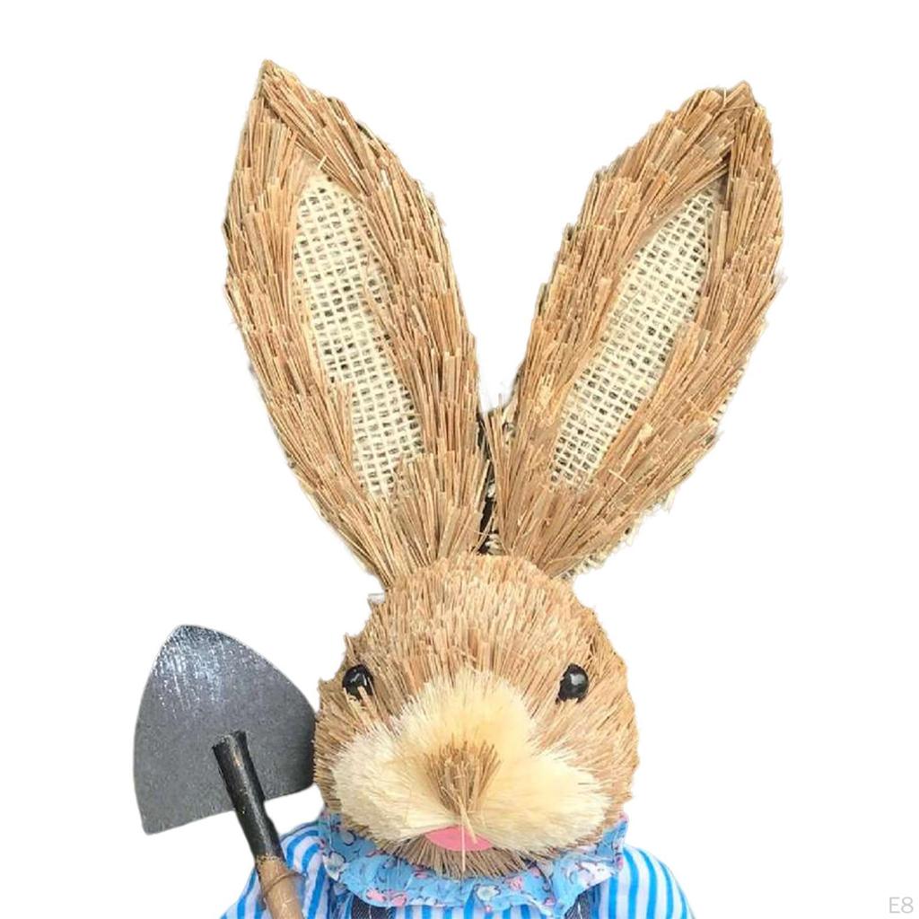 Bunny Figurine Artificial Animal Model Sculpture Doll Statue for Kitchen Easter Day Tabletop Party