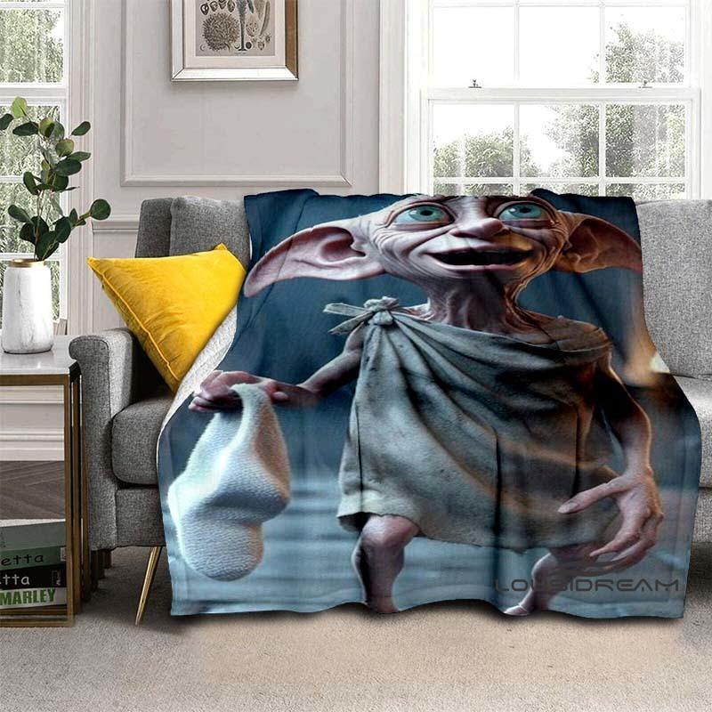Dobby the House-Elf Cartoon Blanket — 3D-Printed Harry Potter Throw Blanket for Sofas, Beds, Cars, Living Rooms, and Bedrooms